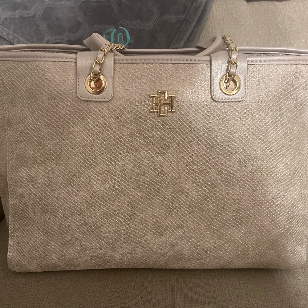 Xtra large Caroline Hill bag. Snake print with gold overlay. Beautiful bag.